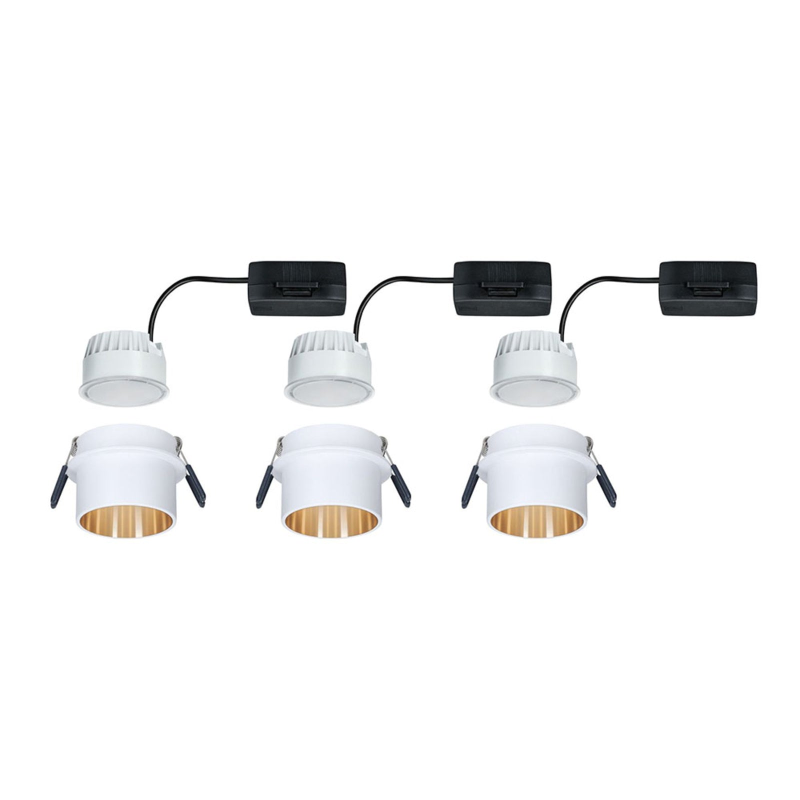 LED innbyggingsspot Gil dimbar 3-pk hvit matt/gull design