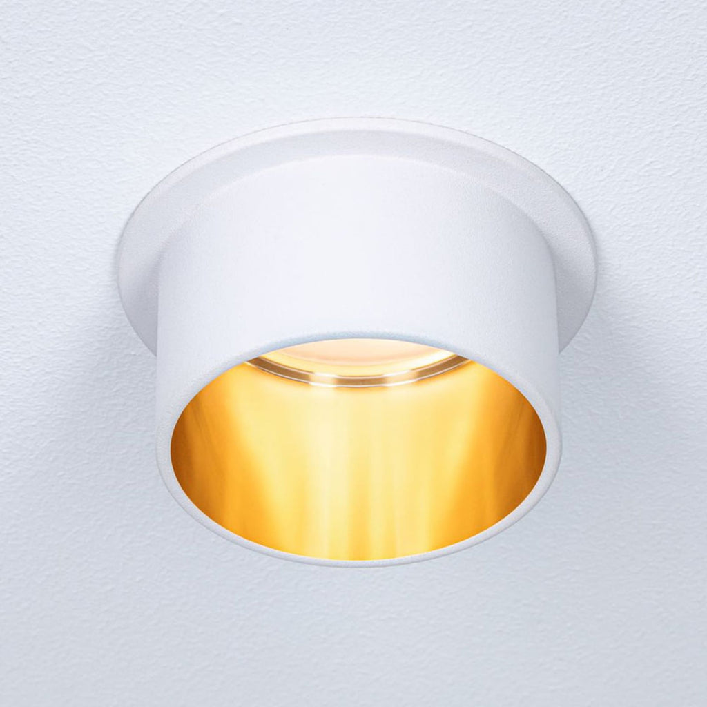LED innbyggingsspot Gil dimbar hvit matt/gull 6W IP44 forfra