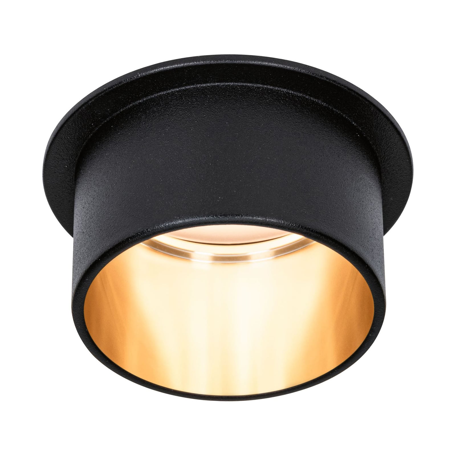 LED innbyggingsspot Gil dimbar svart matt/gull Ø6,8 cm IP44 montert