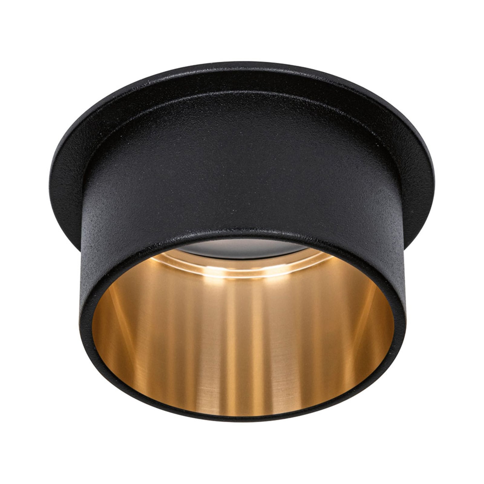 LED innbyggingsspot Gil dimbar svart matt/gull Ø6,8 cm IP44 nærbilde