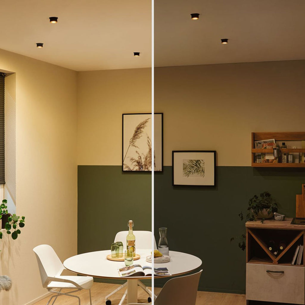 LED innbyggingsspot Gil dimbar svart matt/gull Ø6,8 cm IP44 side