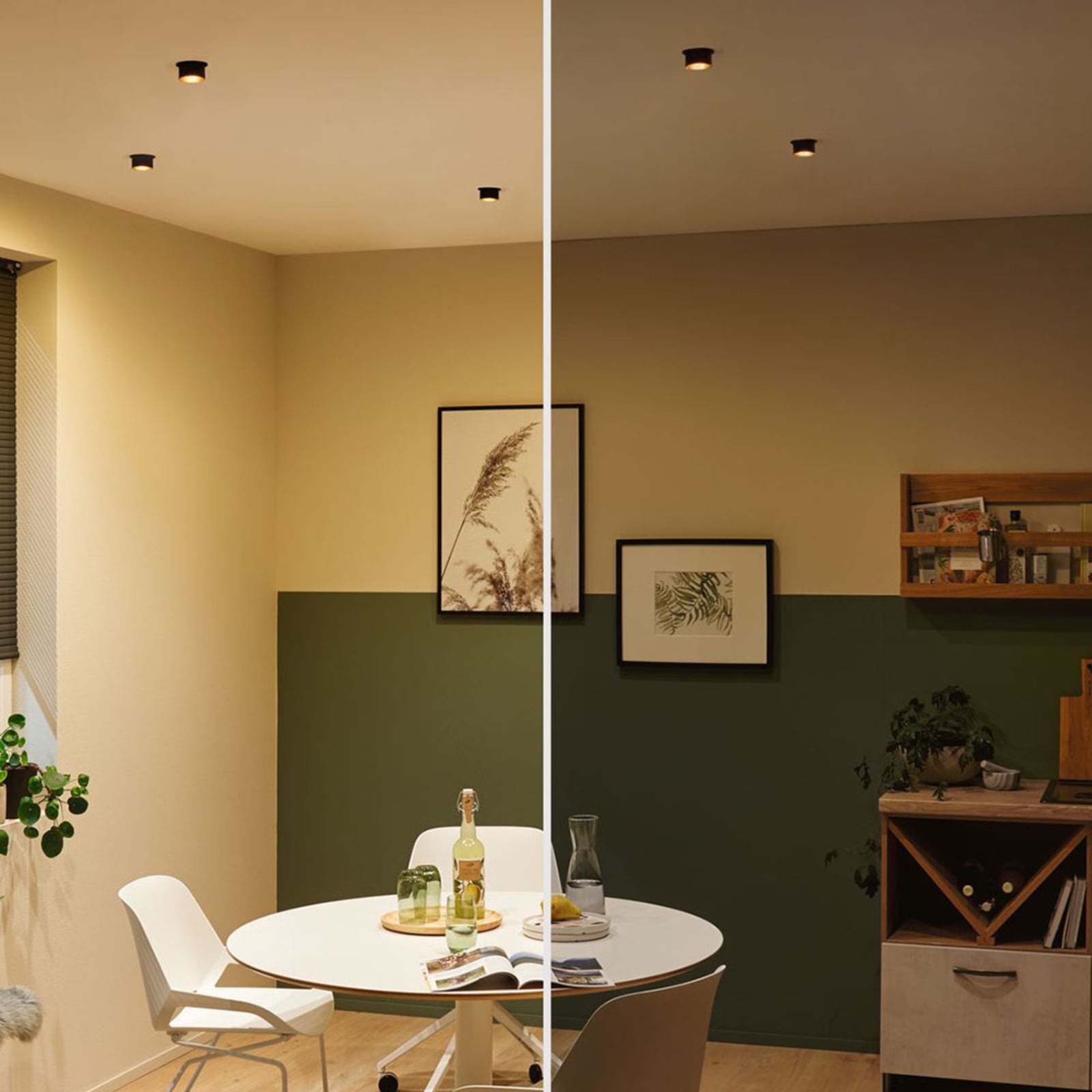 LED innbyggingsspot Gil dimbar svart matt/gull Ø6,8 cm IP44 side
