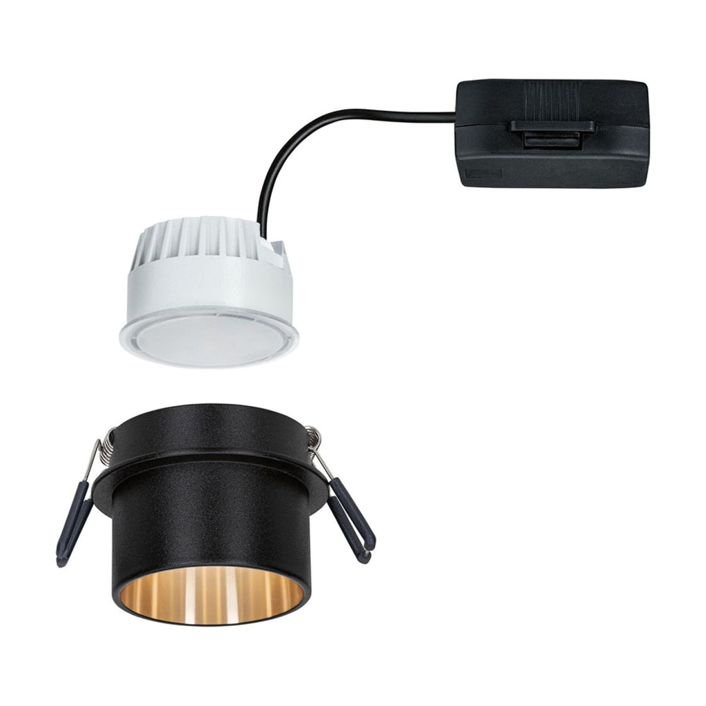 LED innbyggingsspot Gil dimbar svart matt/gull Ø6,8 cm IP44 installasjon