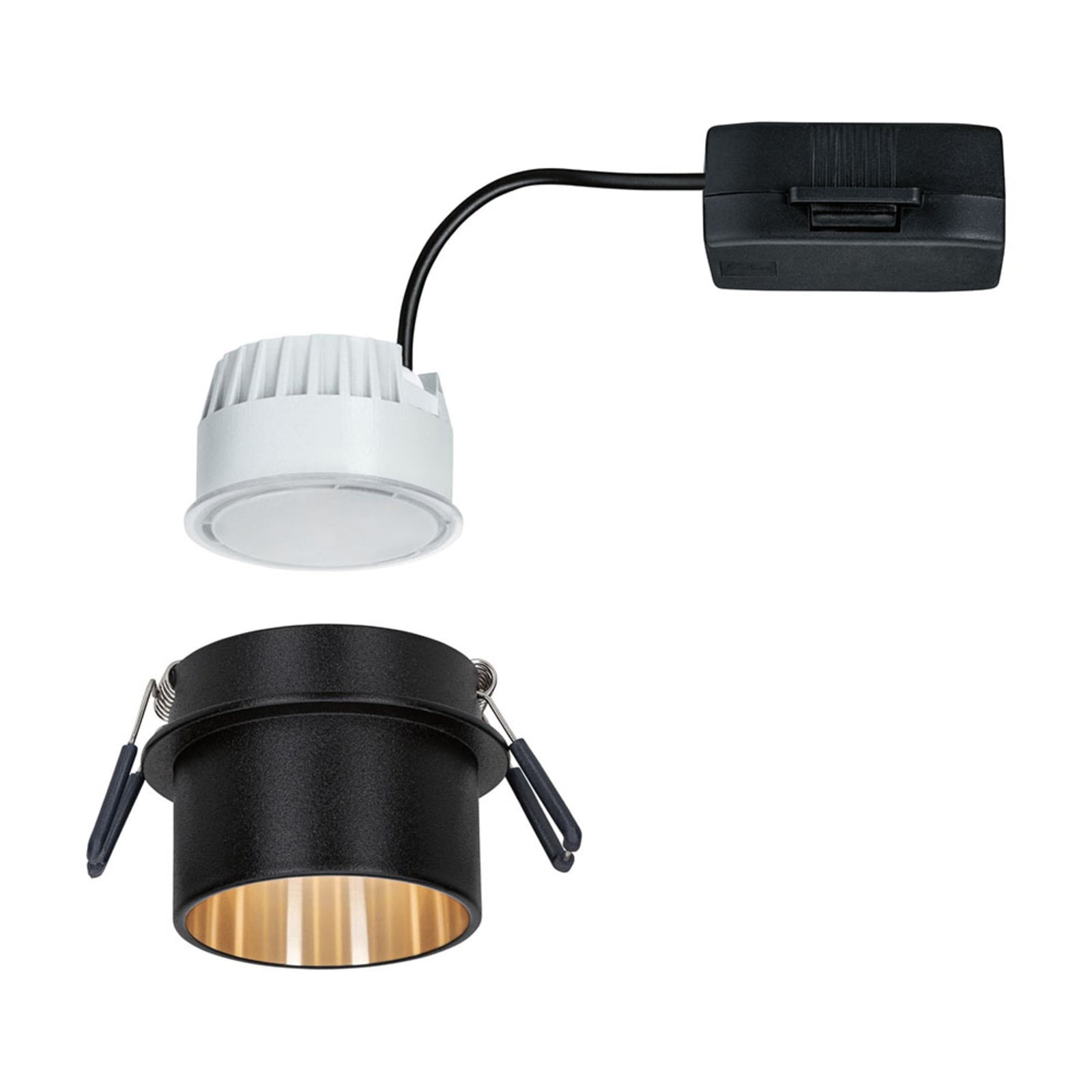 LED innbyggingsspot Gil dimbar svart matt/gull Ø6,8 cm IP44 installasjon