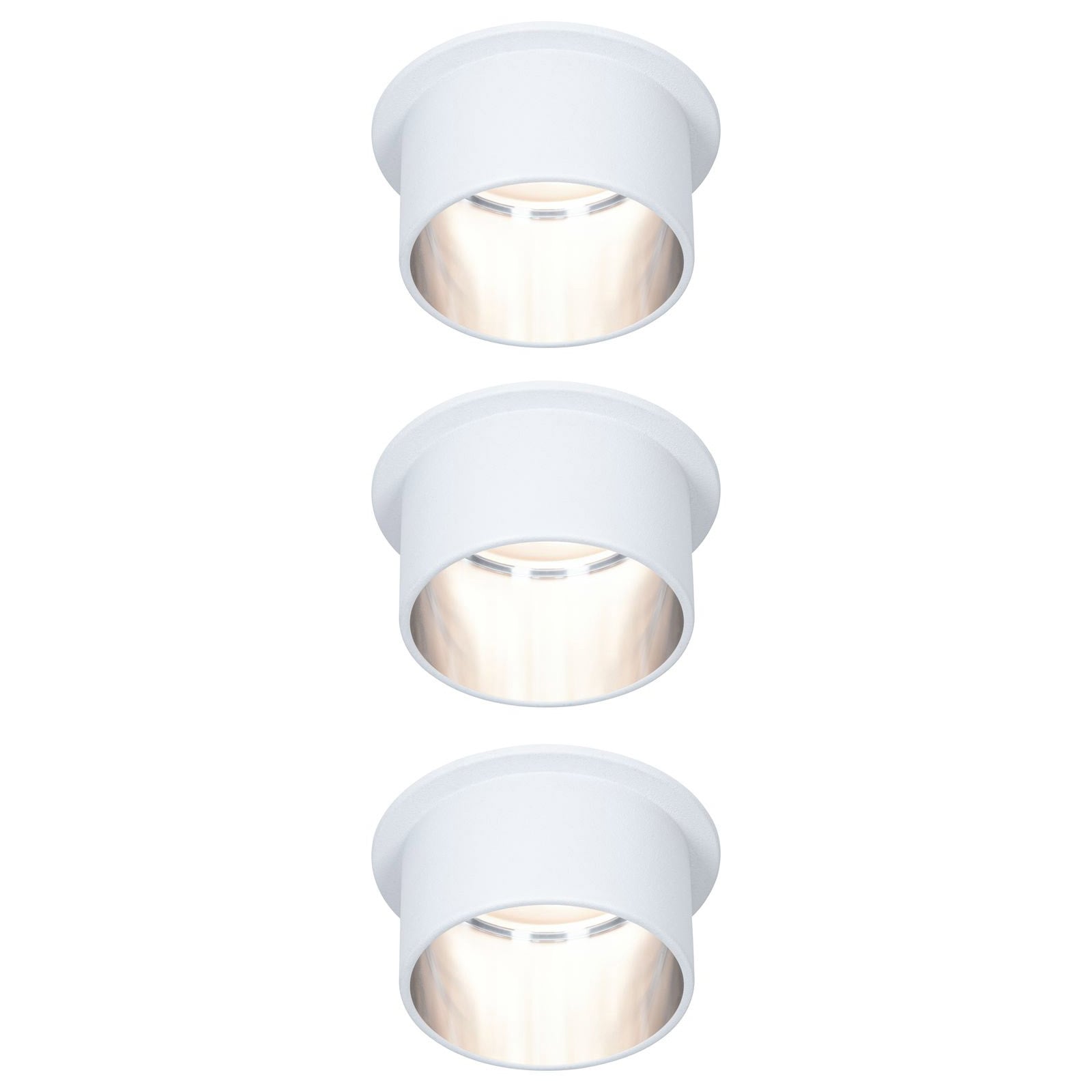 LED innbyggingsspot Gil hvit matt/stål 3-pack dimbar IP44 forfra