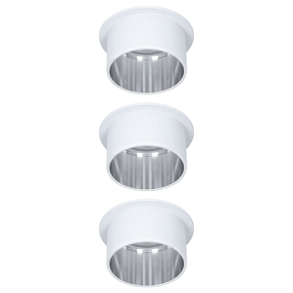 LED innbyggingsspot Gil hvit matt/stål 3-pack dimbar IP44 bakside