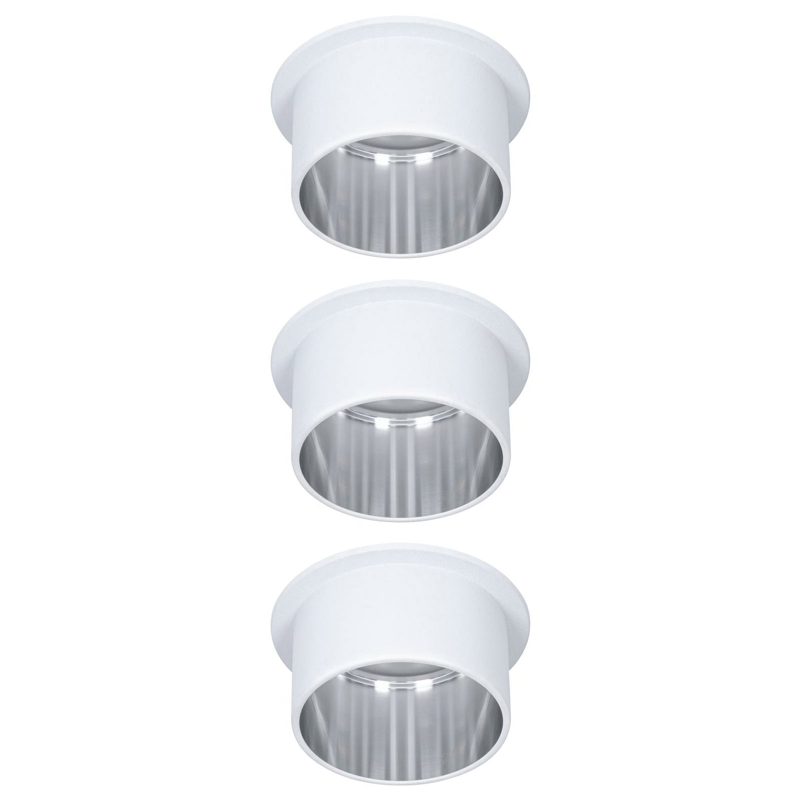 LED innbyggingsspot Gil hvit matt/stål 3-pack dimbar IP44 bakside