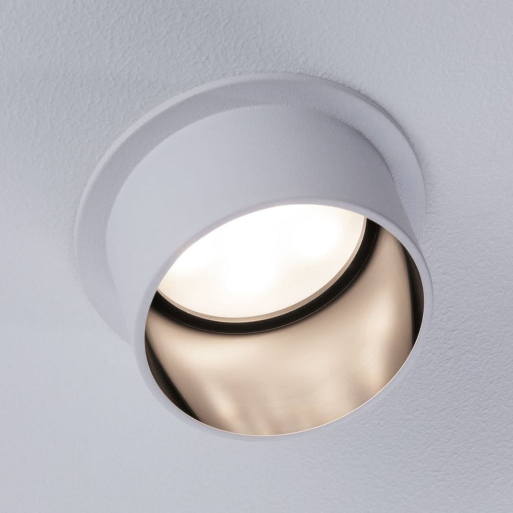 LED innbyggingsspot Gil hvit matt/stål 3-pack dimbar IP44 montert