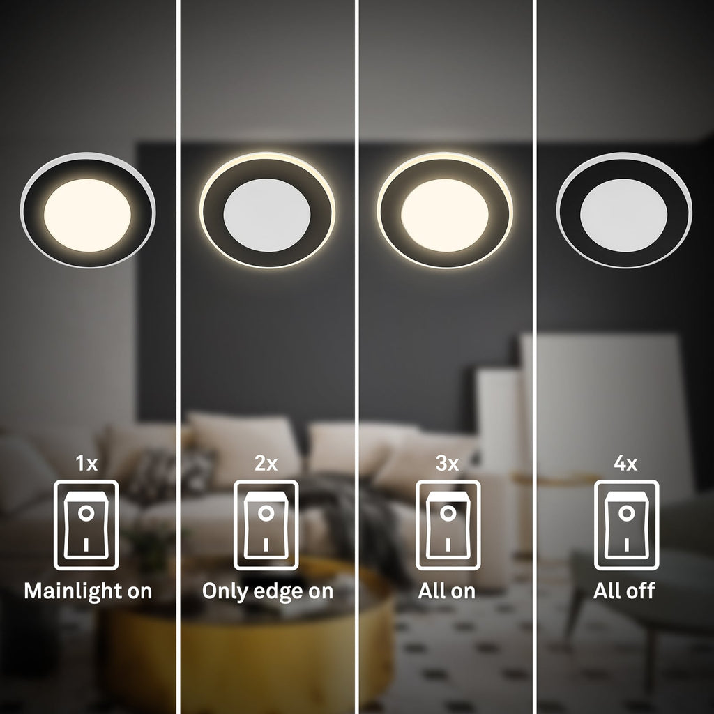 LED innbyggingsspot Gima 3-pk svart dimbar 3000K lysmodus