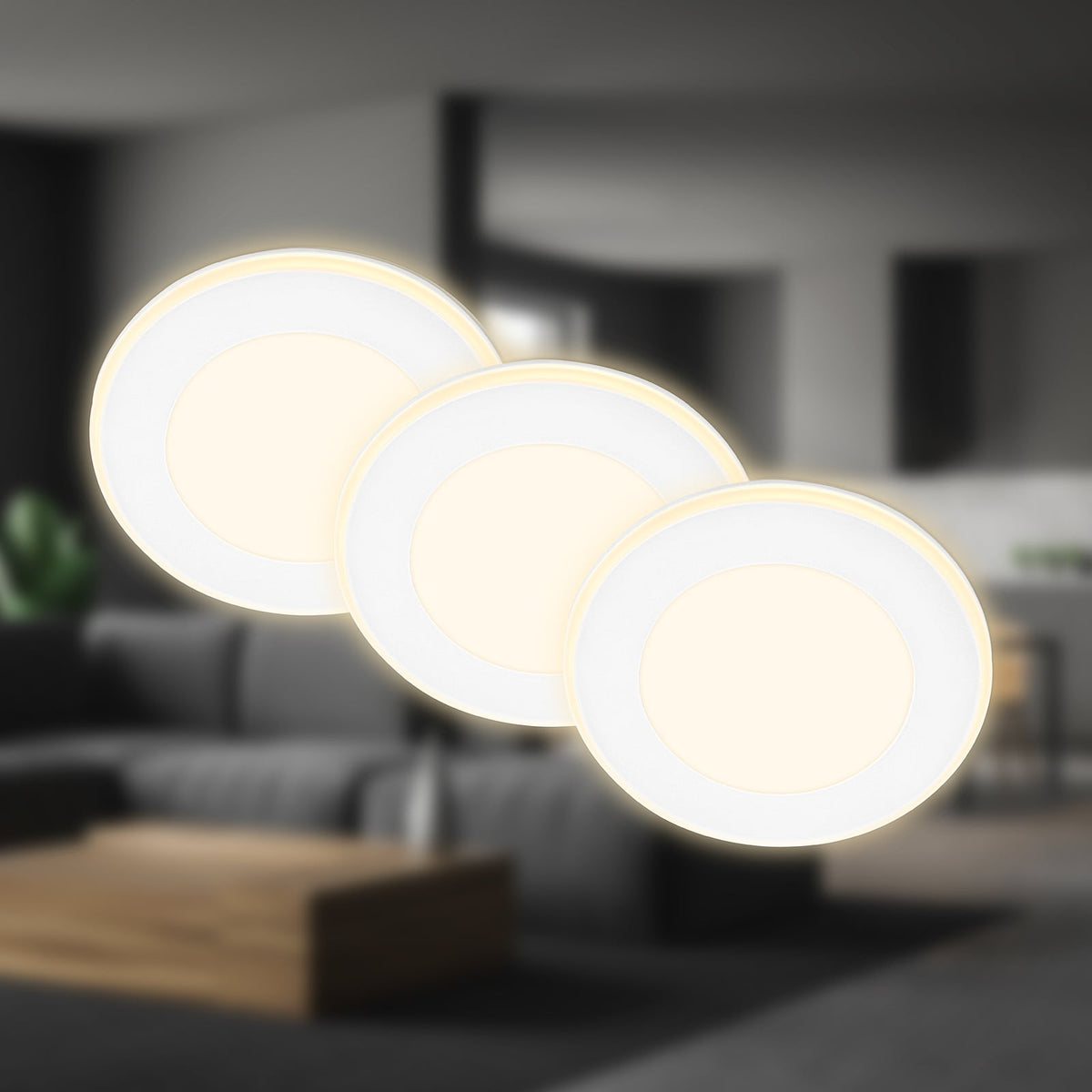 LED innbyggingsspot Gima hvit 3-pack 3000K nærbilde