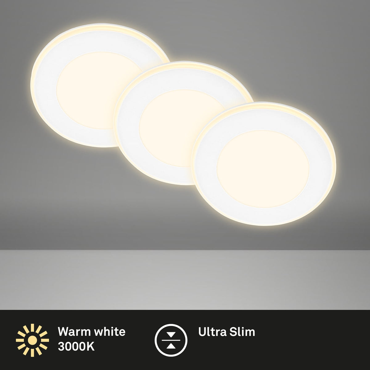 LED innbyggingsspot Gima hvit 3-pack 3000K dimmer