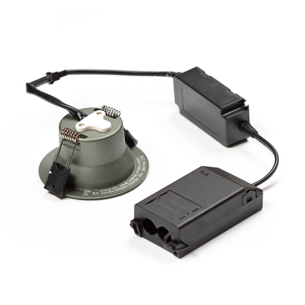 LED innbyggingsspot Green One 360° grønn belysning i rom