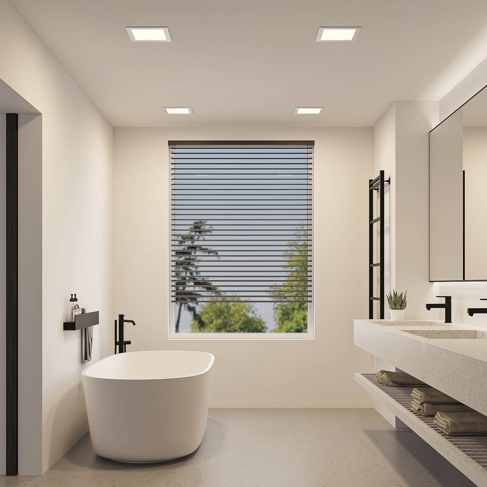 Bakside av LED innbyggingsspot Helina sølv dimbar CCT IP44 22 cm 24W