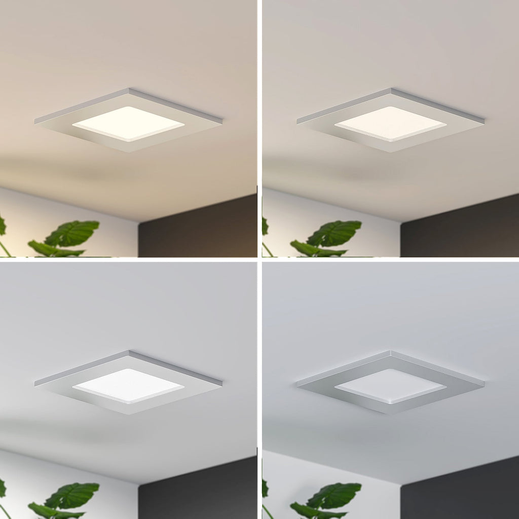 LED innbyggingsspot Helina sølv dimbar CCT IP44 med justerbar lysfarge