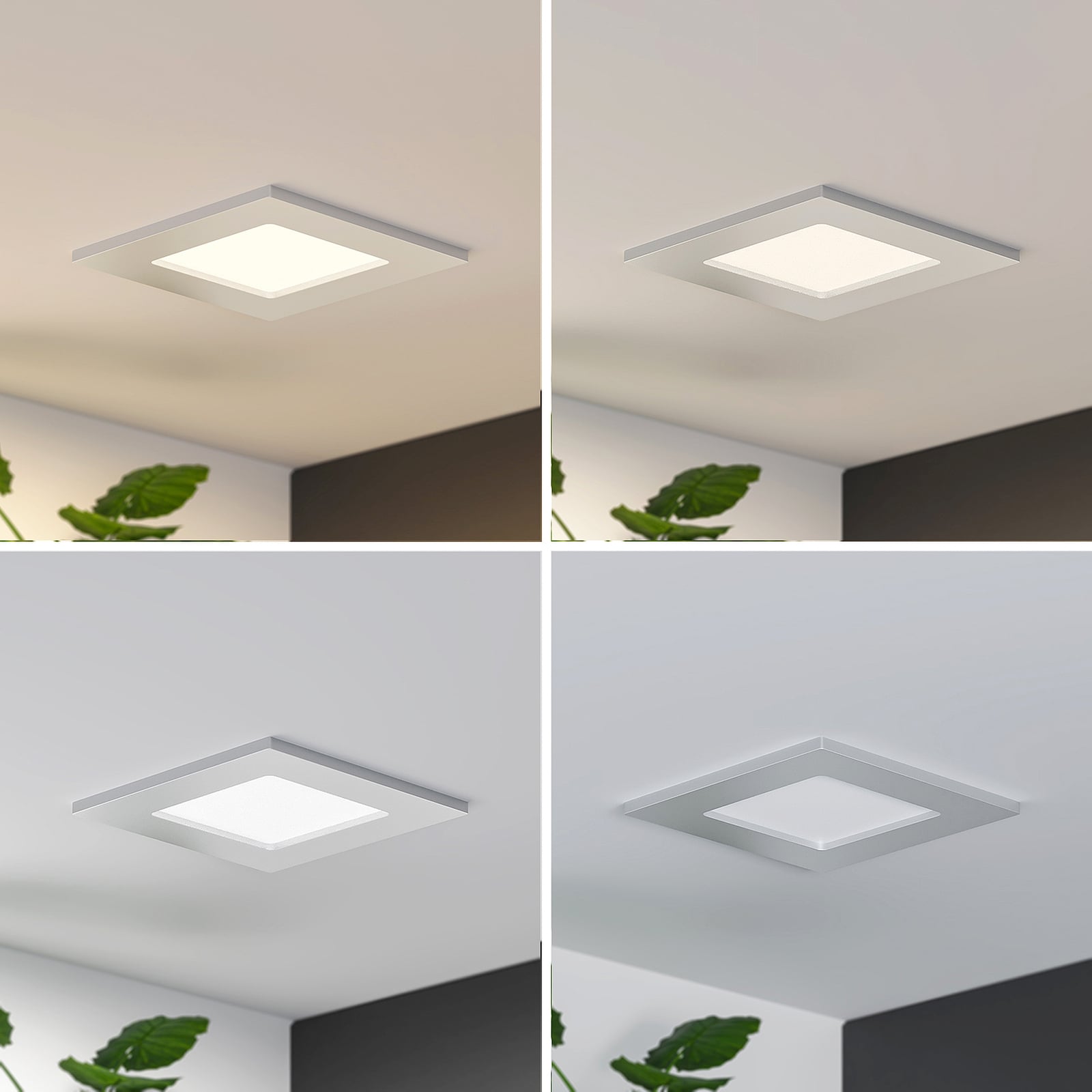 LED innbyggingsspot Helina sølv dimbar CCT IP44 med justerbar lysfarge