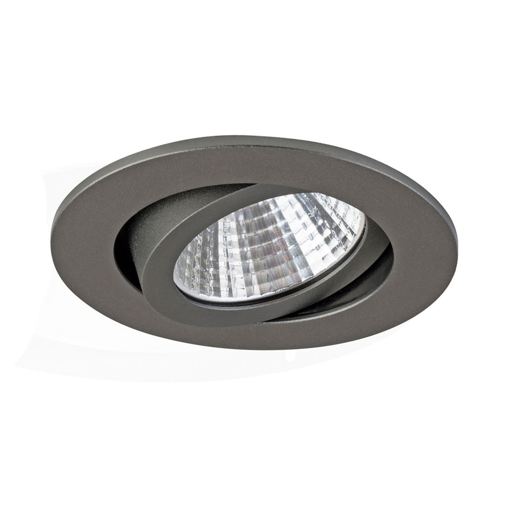 LED innbyggingsspot IP65 svingbar rund titan matt 6W forfra