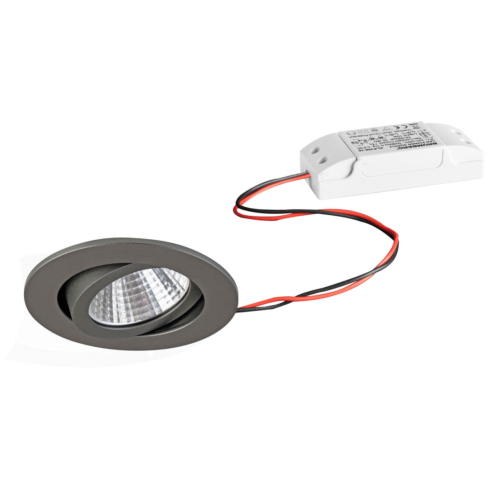 LED innbyggingsspot IP65 svingbar rund titan matt 6W bakside