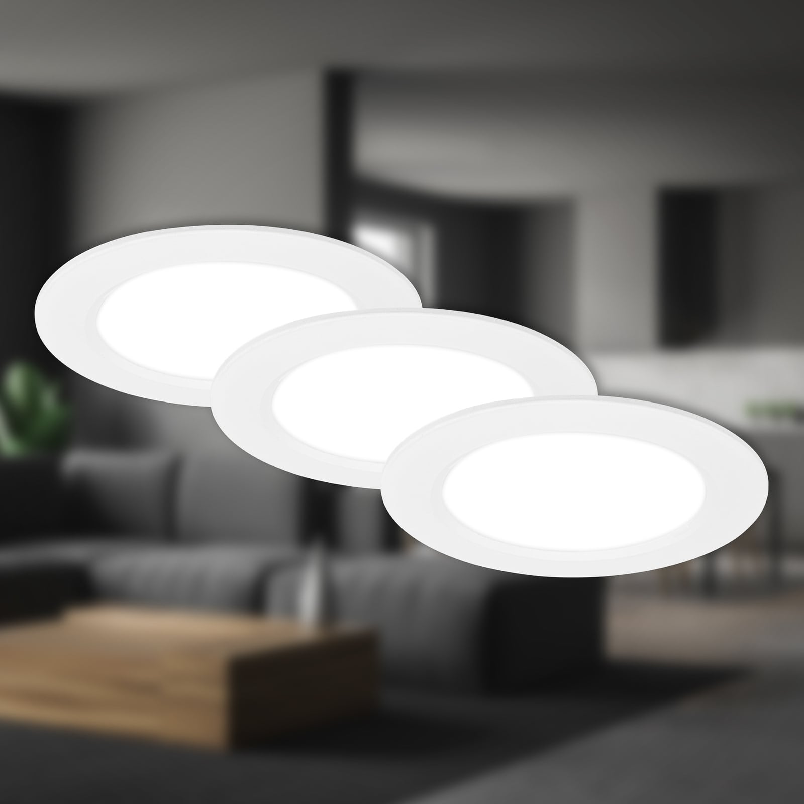 LED innbyggingsspot Jeft hvit Ø12 cm 3-pack nærbilde av lyskilde