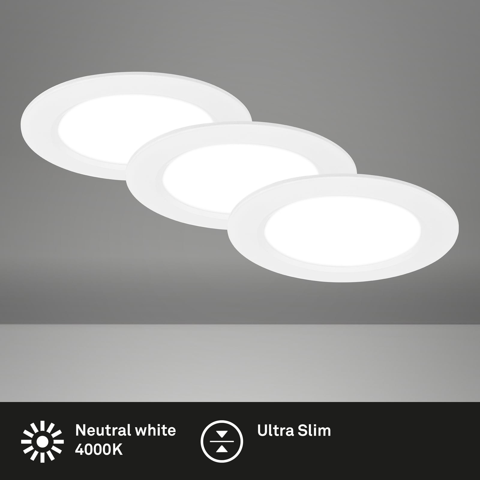 LED innbyggingsspot Jeft hvit Ø12 cm 3-pack installasjon