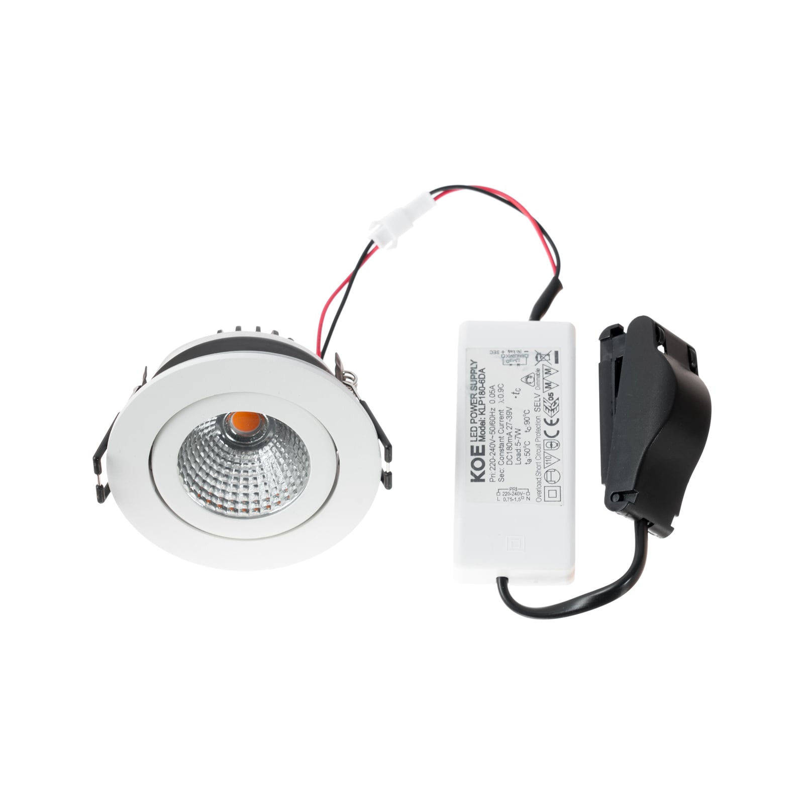 LED innbyggingsspot Jyra dimbar hvit IP65 2700K Ø8,2 cm montert i tak