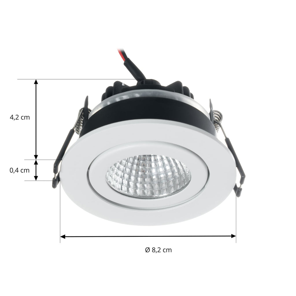 Nærbilde av LED innbyggingsspot Jyra dimbar hvit IP65 2700K Ø8,2 cm
