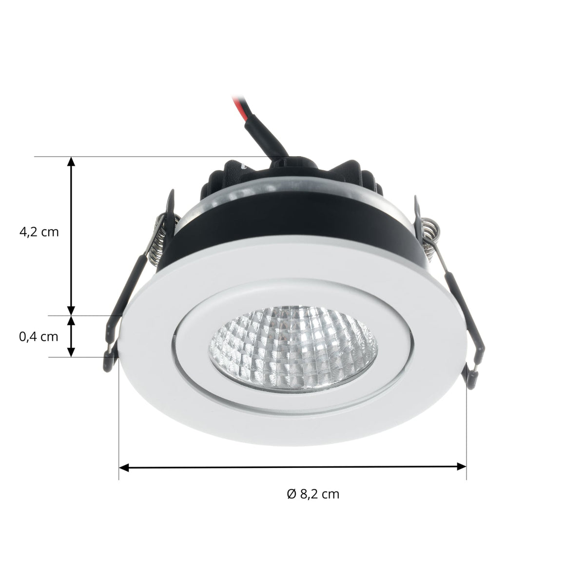 Nærbilde av LED innbyggingsspot Jyra dimbar hvit IP65 2700K Ø8,2 cm