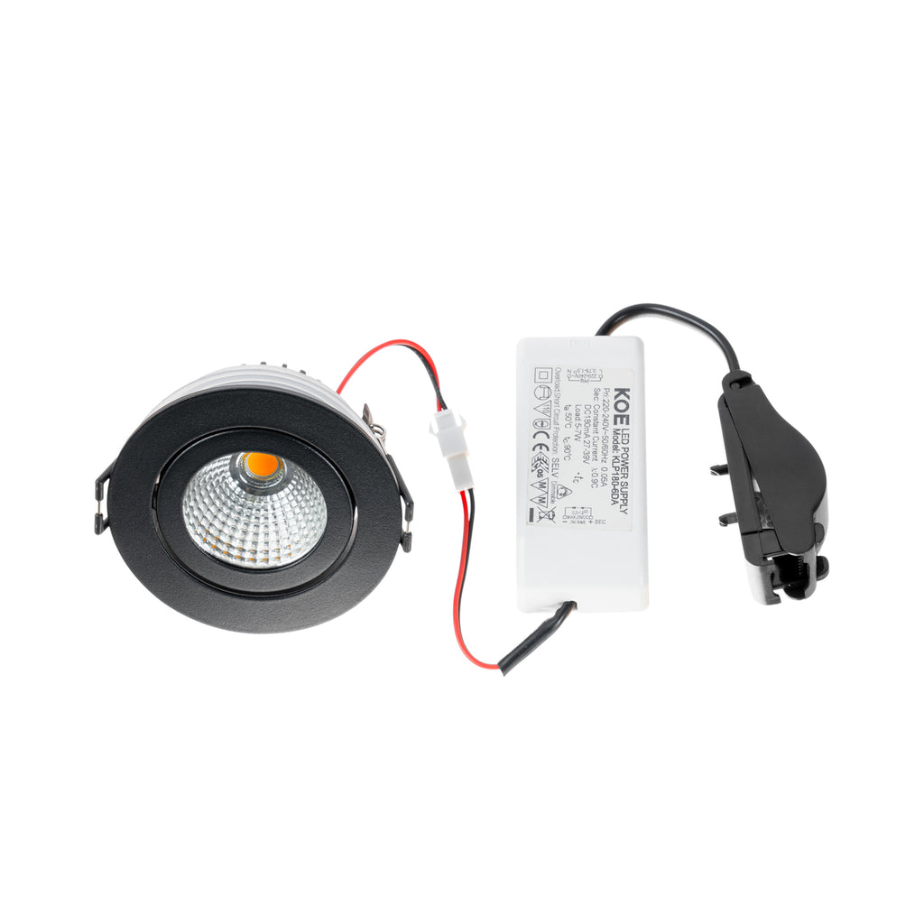 LED innbyggingsspot Jyra dimbar svart IP65 6W 2700K Ø8,2 cm montert tak