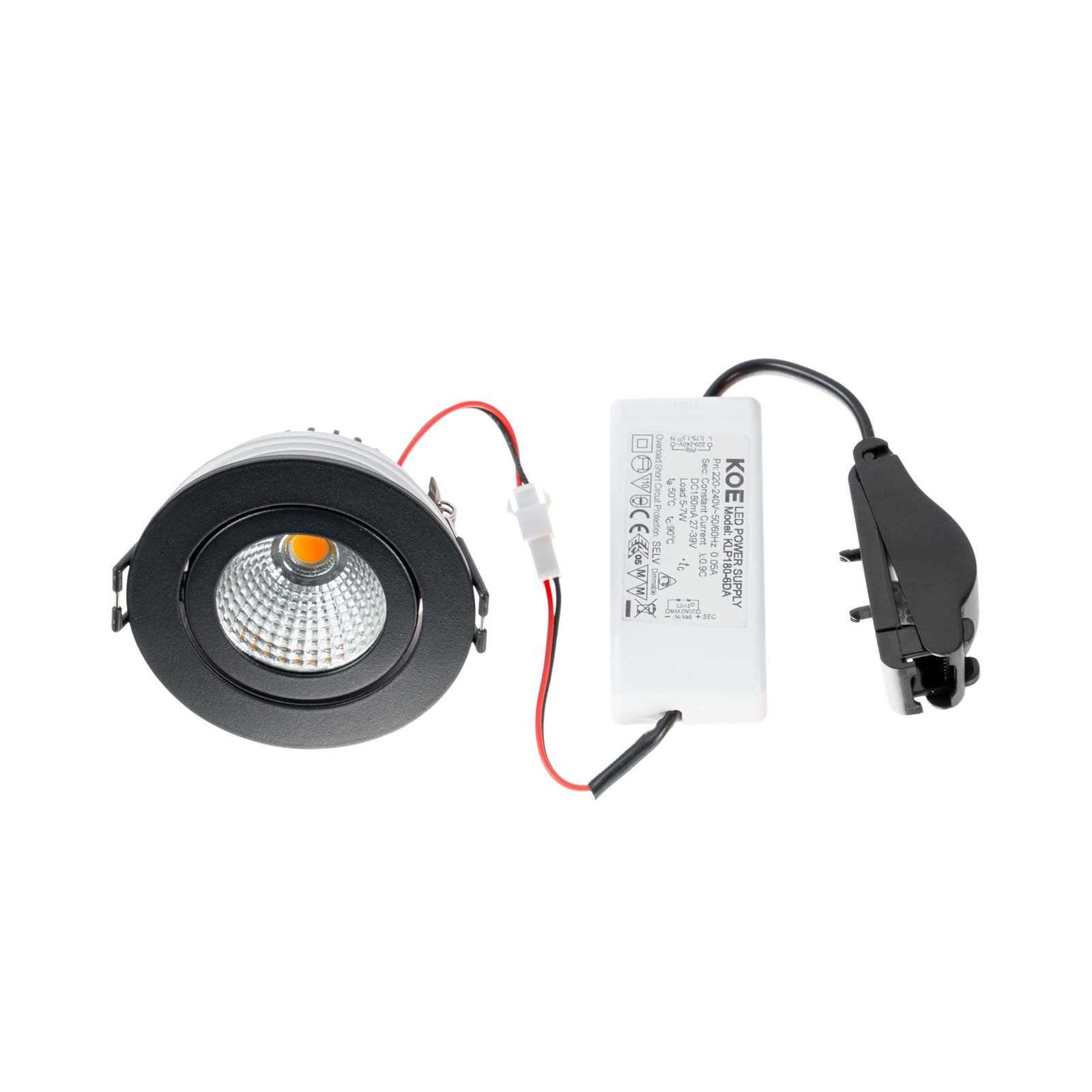 LED innbyggingsspot Jyra dimbar svart IP65 6W 2700K Ø8,2 cm montert tak