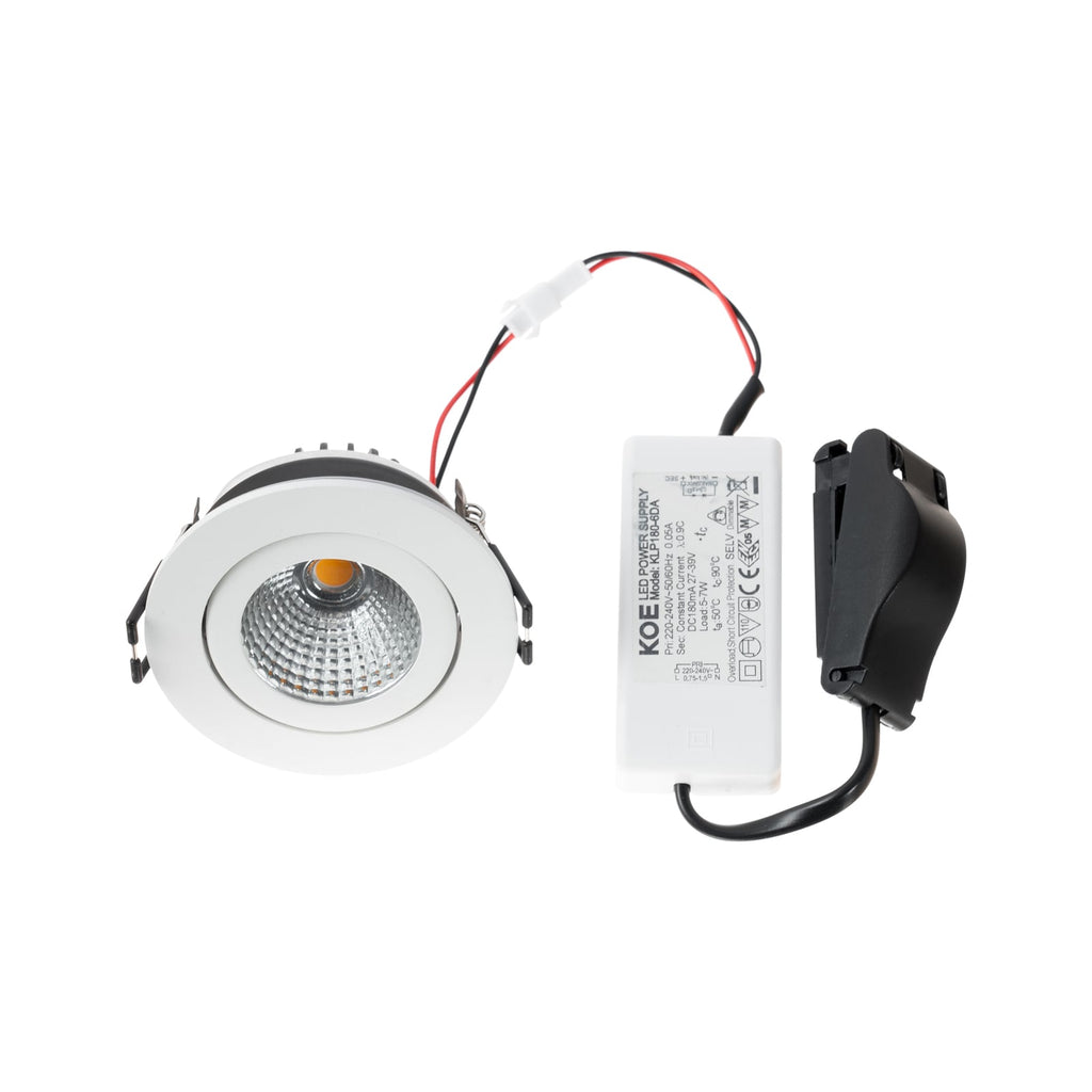 LED innbyggingsspot Jyra hvit dimbar 6W 3000K IP65 montert i tak