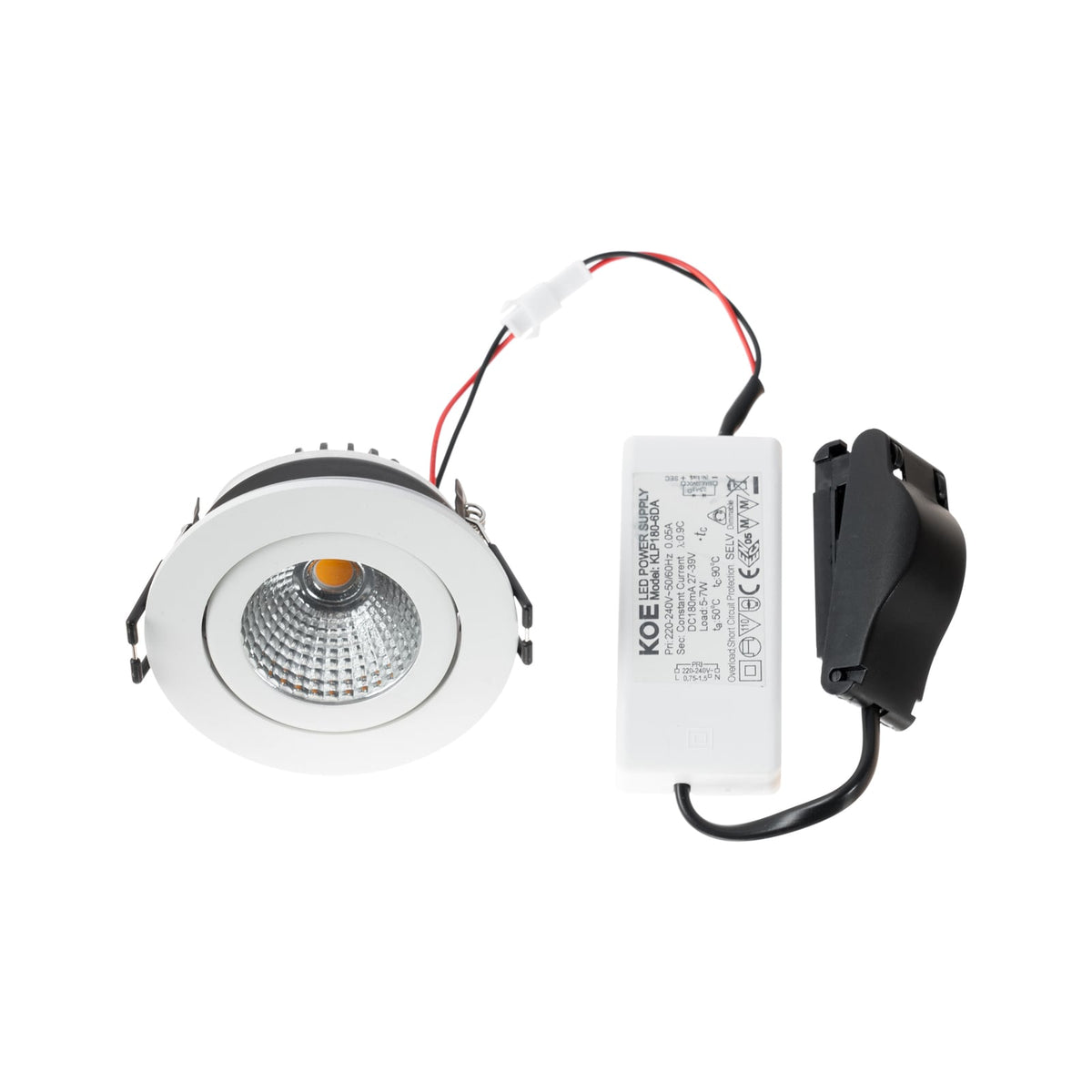 LED innbyggingsspot Jyra hvit dimbar 6W 3000K IP65 montert i tak