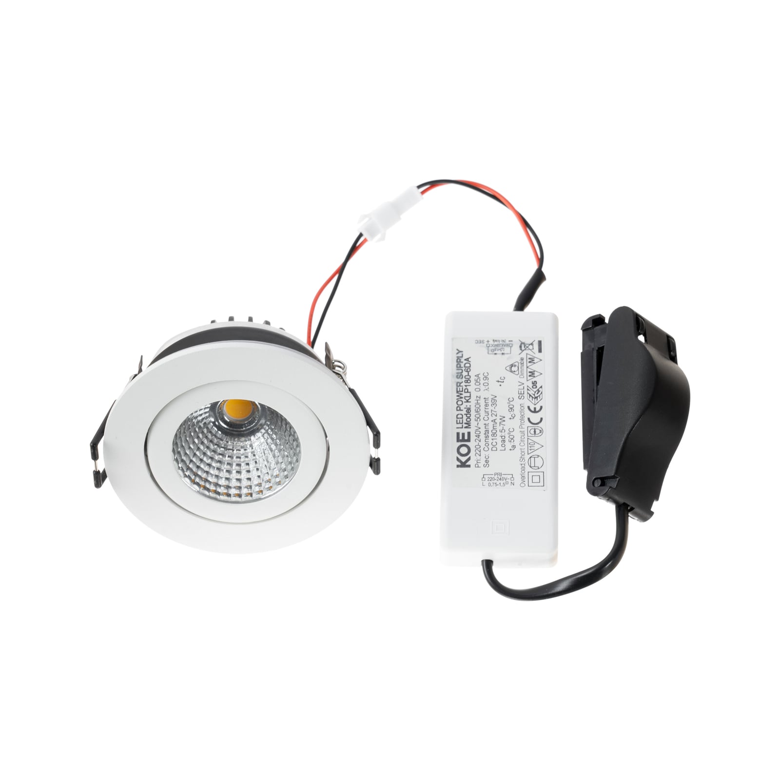 LED innbyggingsspot Jyra hvit IP65 dimbar 6W 4000K Arcchio montert i tak