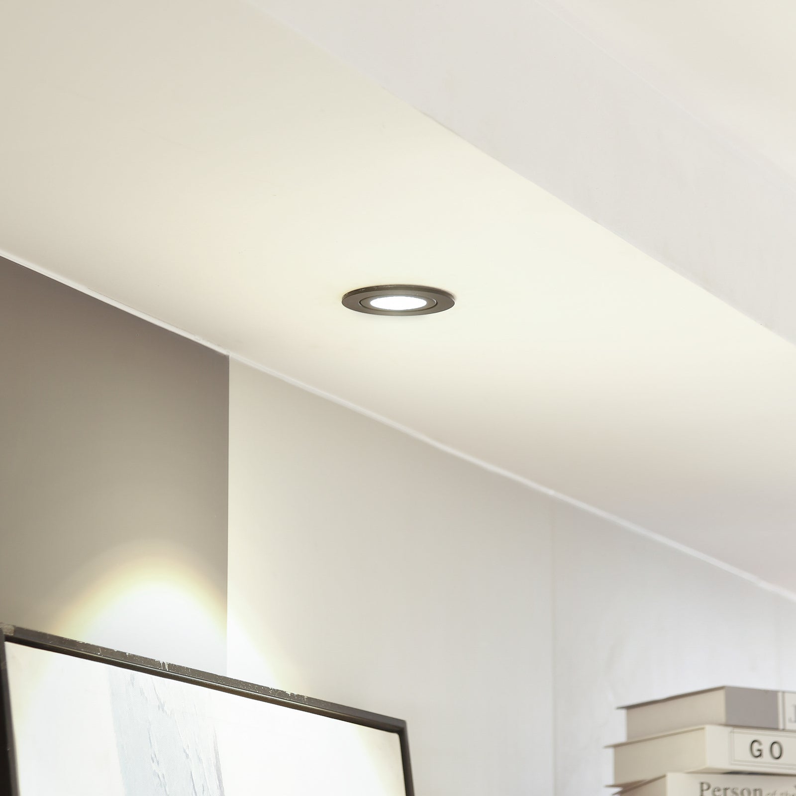 Bakside av LED innbyggingsspot Jyra svart dimbar IP65 6W 3000K