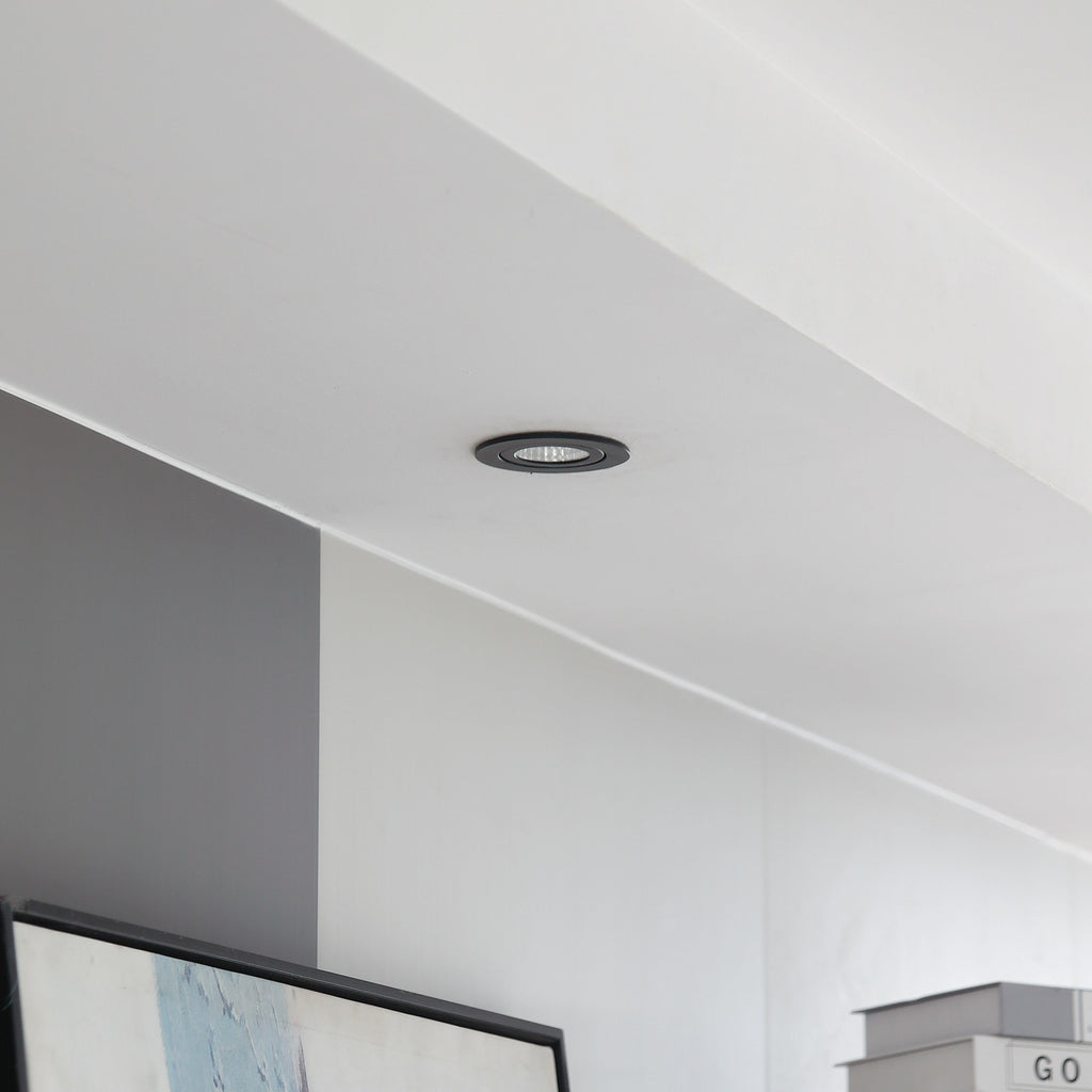 LED innbyggingsspot Jyra svart dimbar IP65 6W 4000K detalj