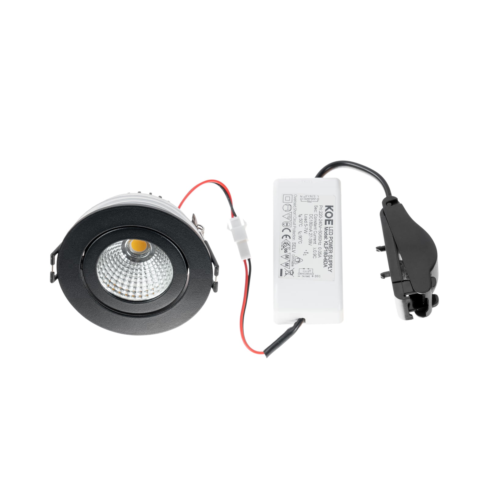 LED innbyggingsspot Jyra svart dimbar IP65 6W 4000K montert i tak