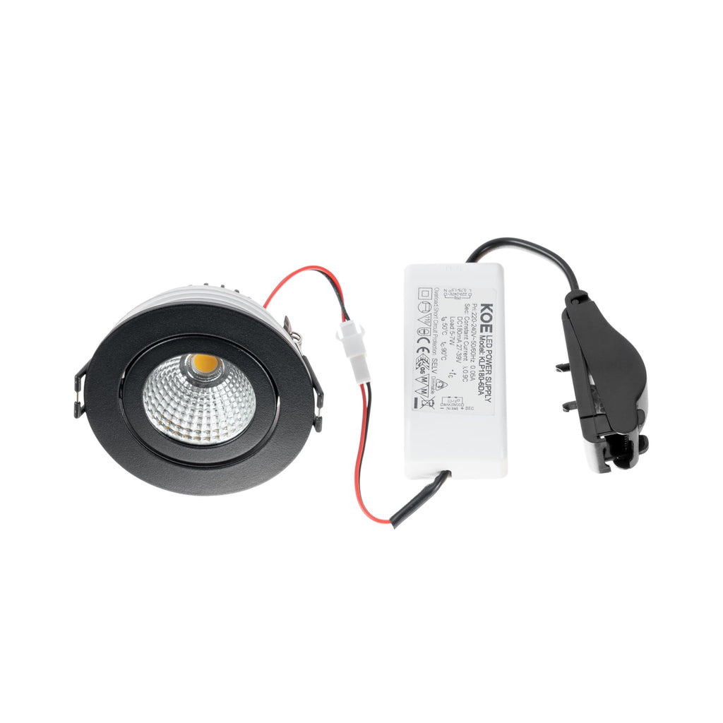 LED innbyggingsspot Jyra svart dimbar IP65 6W 4000K montert i tak