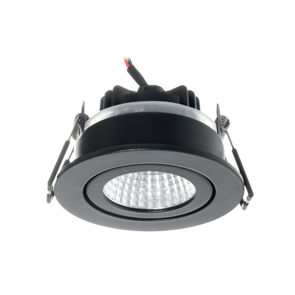 LED innbyggingsspot Jyra svart dimbar IP65 6W 4000K svingbar funksjon