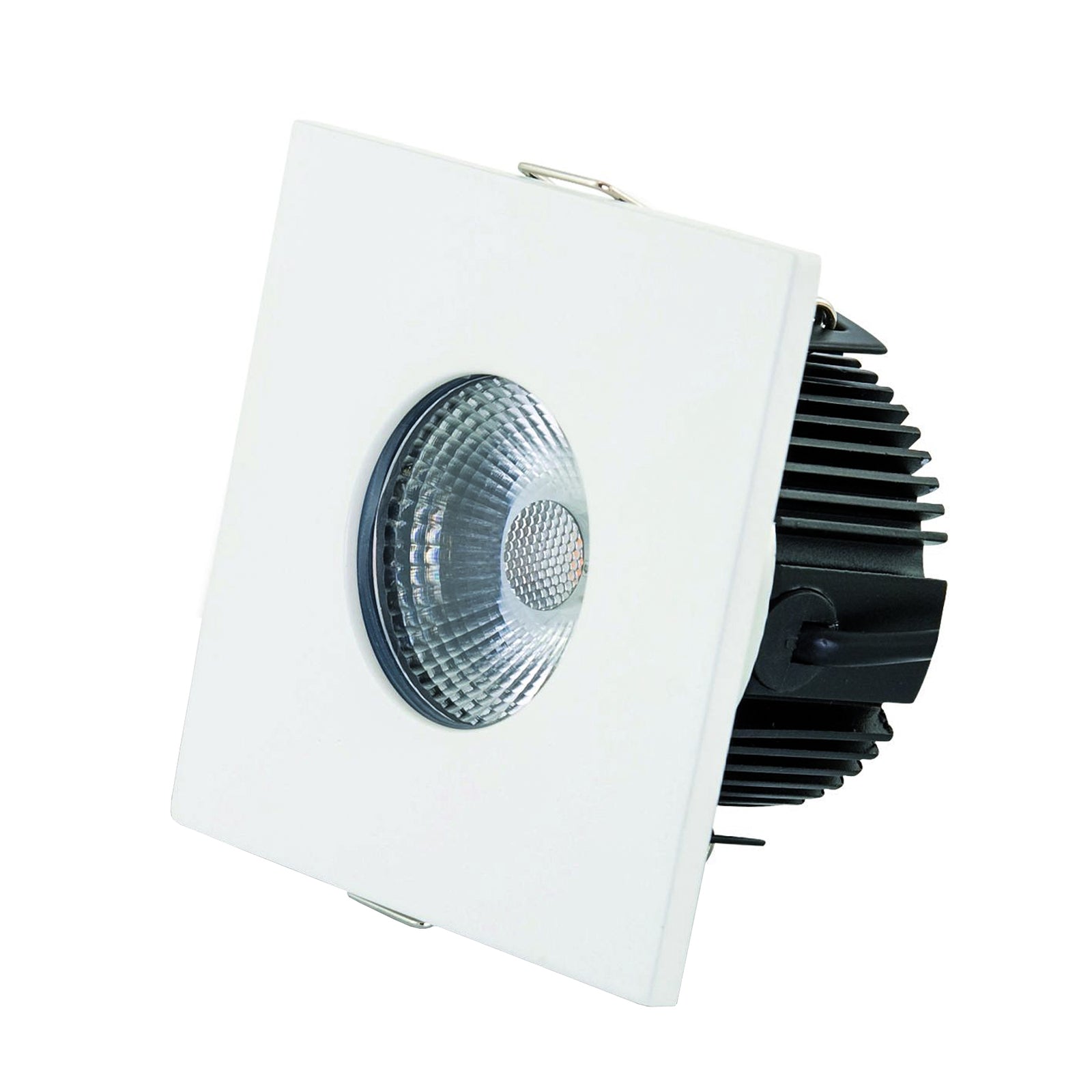 LED innbyggingsspot kantet dimbar matt hvit 8W IP65 DOTLUX forfra