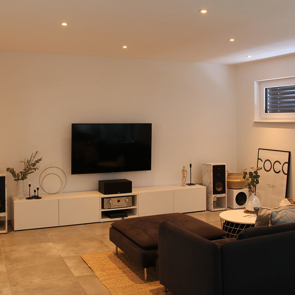 Bakside av LED innbyggingsspot kantet dimbar matt hvit 8W IP65 DOTLUX