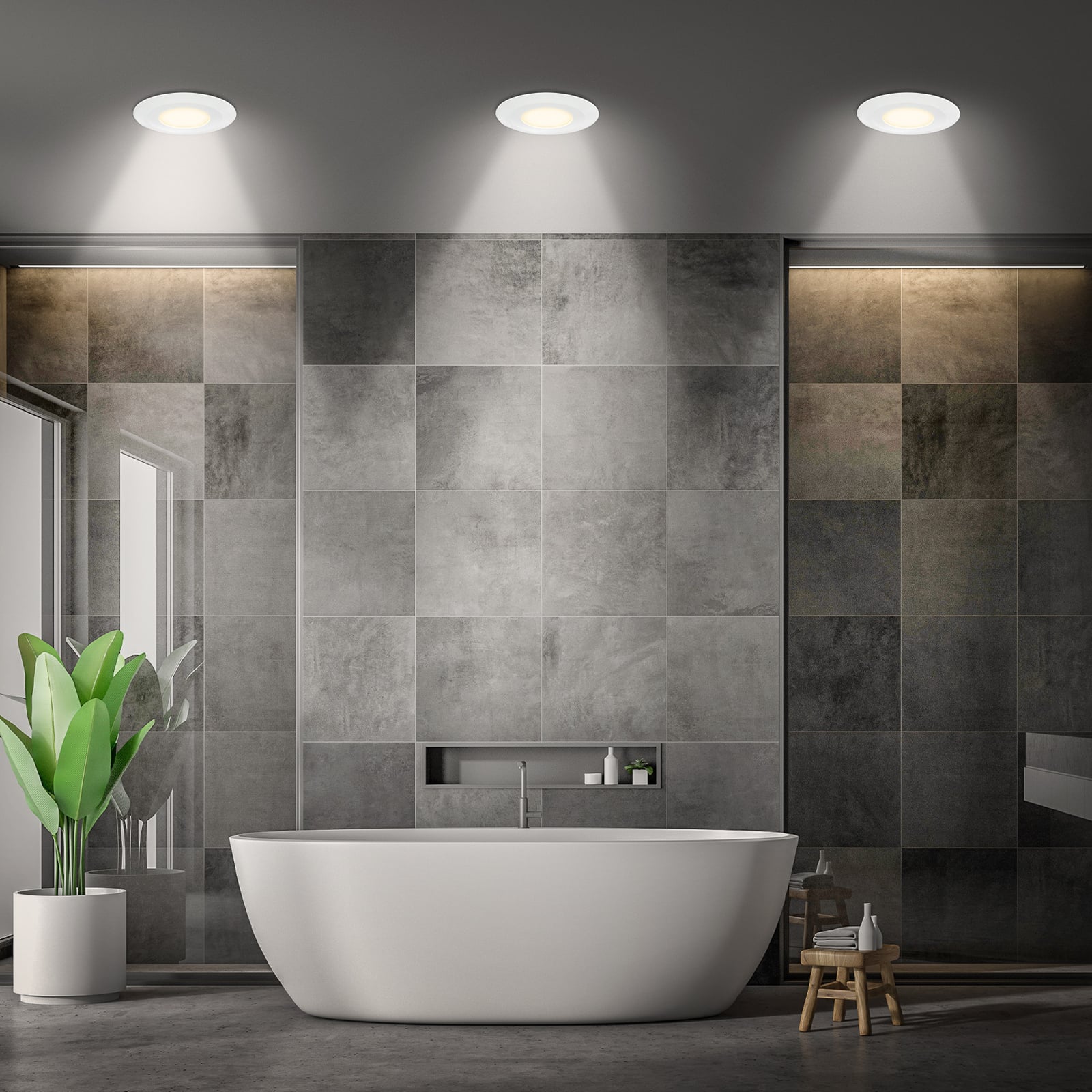 LED innbyggingsspot Klira hvit Ø9 cm IP44 CCT 3-pk bakside