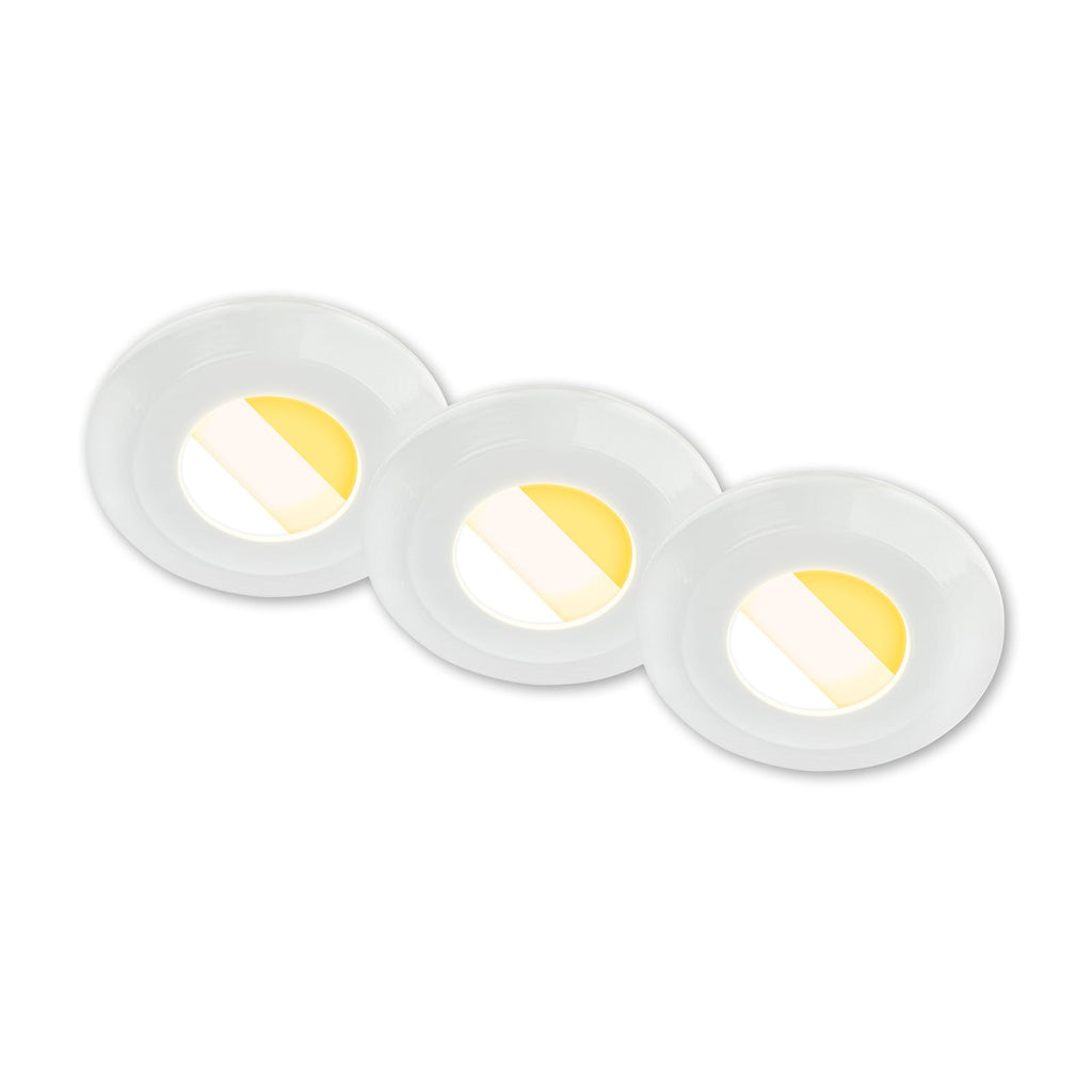 LED innbyggingsspot Klira hvit Ø9 cm IP44 CCT 3-pk forfra