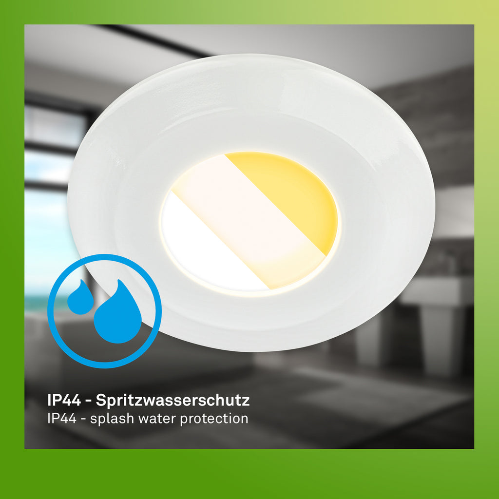 LED innbyggingsspot Klira hvit Ø9 cm IP44 CCT 3-pk med justerbar lysfarge