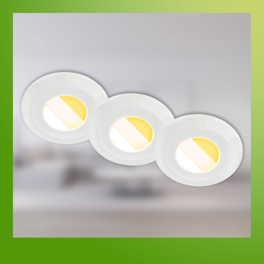 Nærbilde av LED innbyggingsspot Klira hvit Ø9 cm IP44 CCT 3-pk