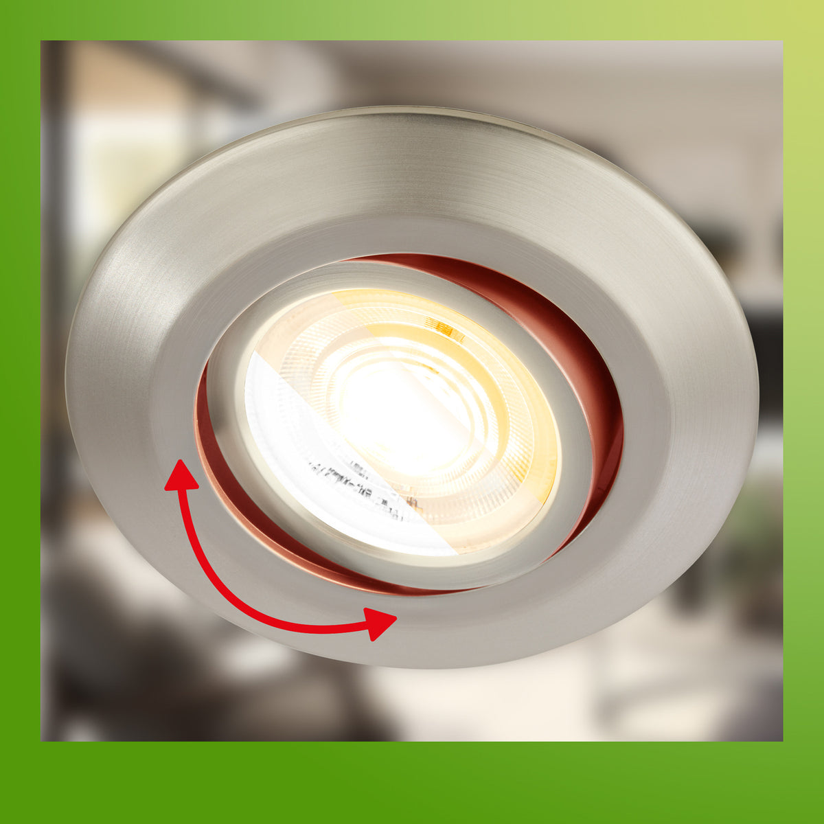 LED innbyggingsspot Klira matt nikkel svingbar dimbar CCT 3-pack i rom
