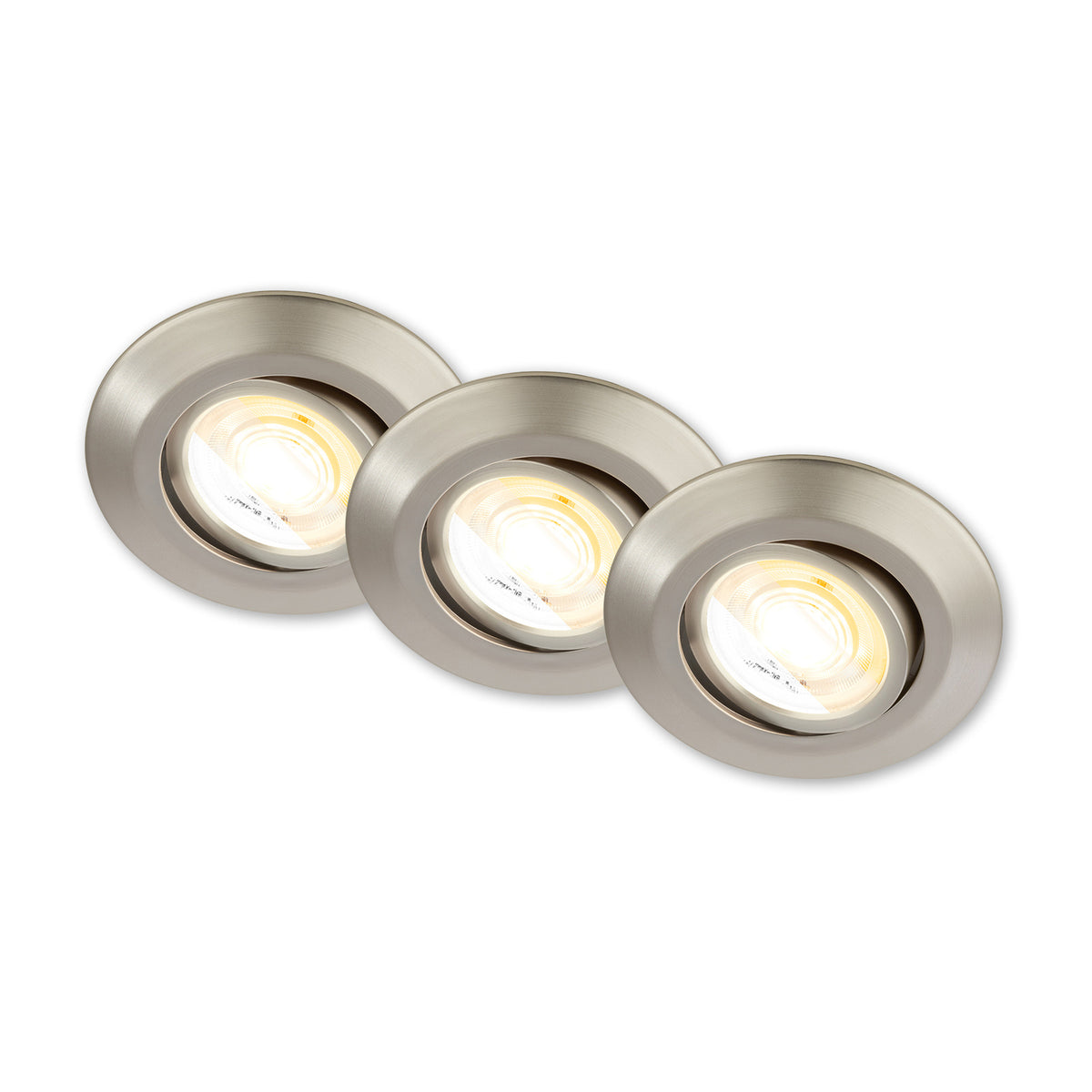 LED innbyggingsspot Klira matt nikkel svingbar dimbar CCT 3-pack forfra