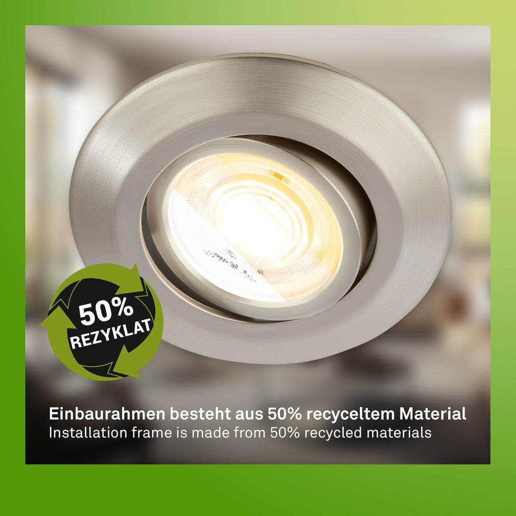 LED innbyggingsspot Klira matt nikkel svingbar dimbar CCT 3-pack pakket