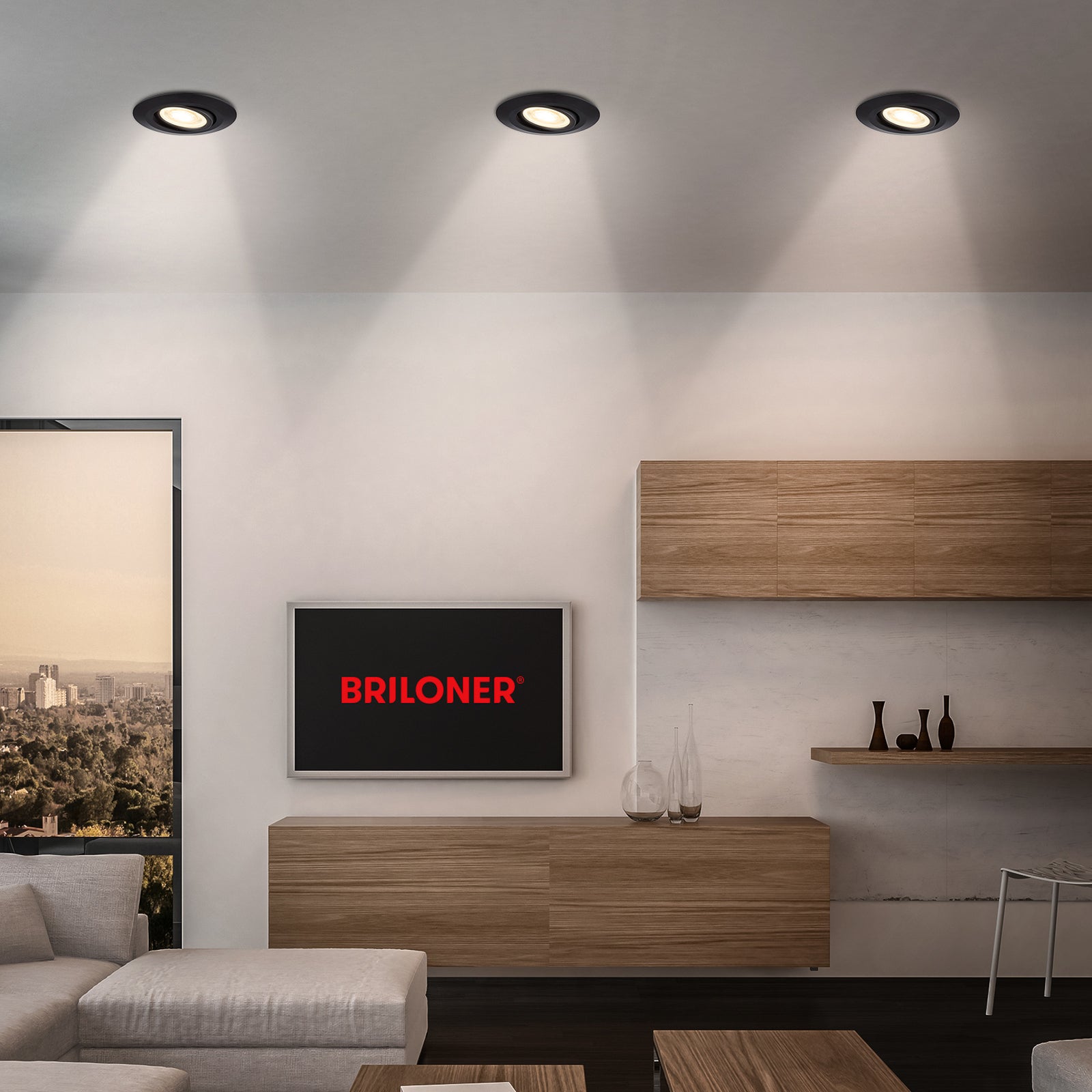 LED innbyggingsspot Klira svart svingbar CCT detalj