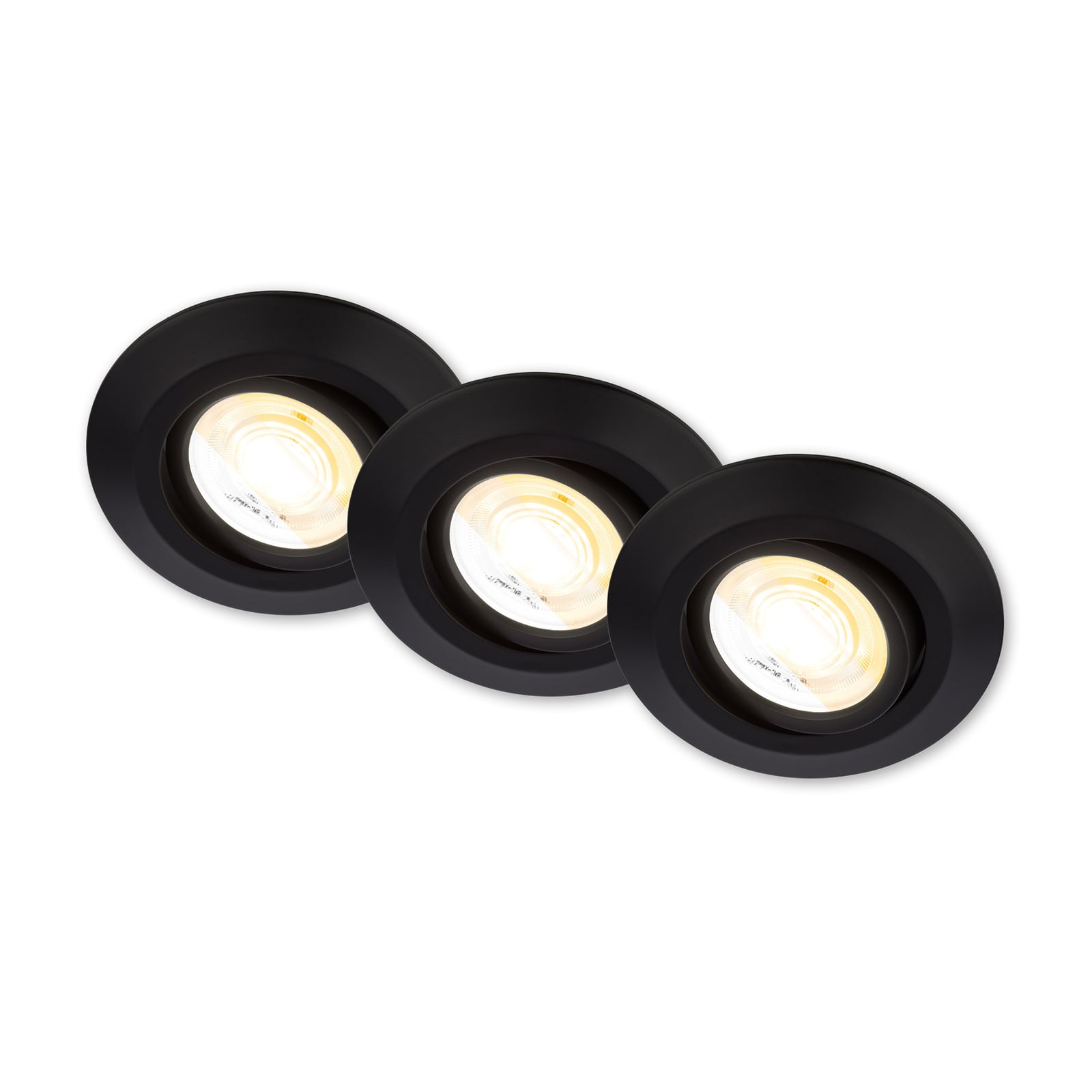 LED innbyggingsspot Klira svart svingbar CCT forfra