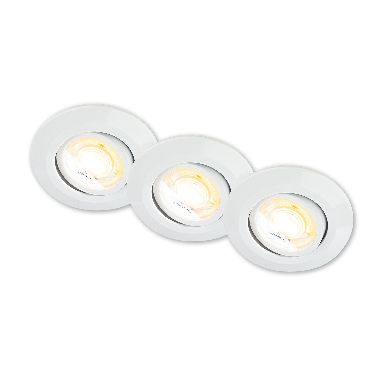 LED innbyggingsspot Klira svingbar dimbar CCT 3-pk hvit Ø9 cm forfra