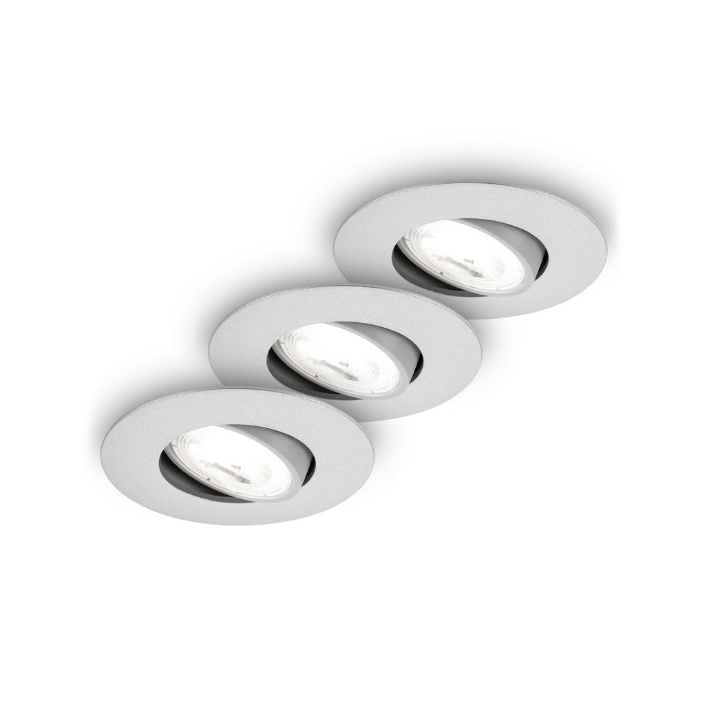 LED innbyggingsspot Kulana A svingbar matt krom 3-pk forfra