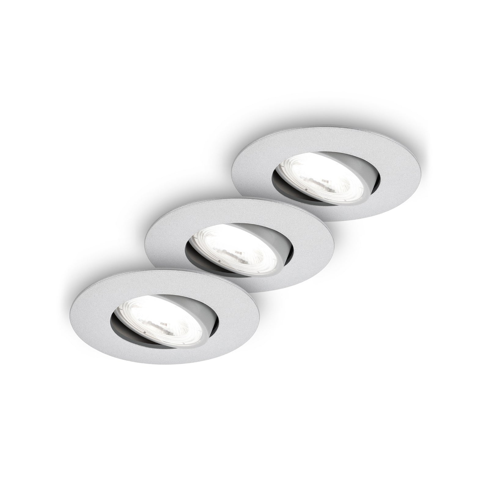 LED innbyggingsspot Kulana A svingbar matt krom 3-pk forfra